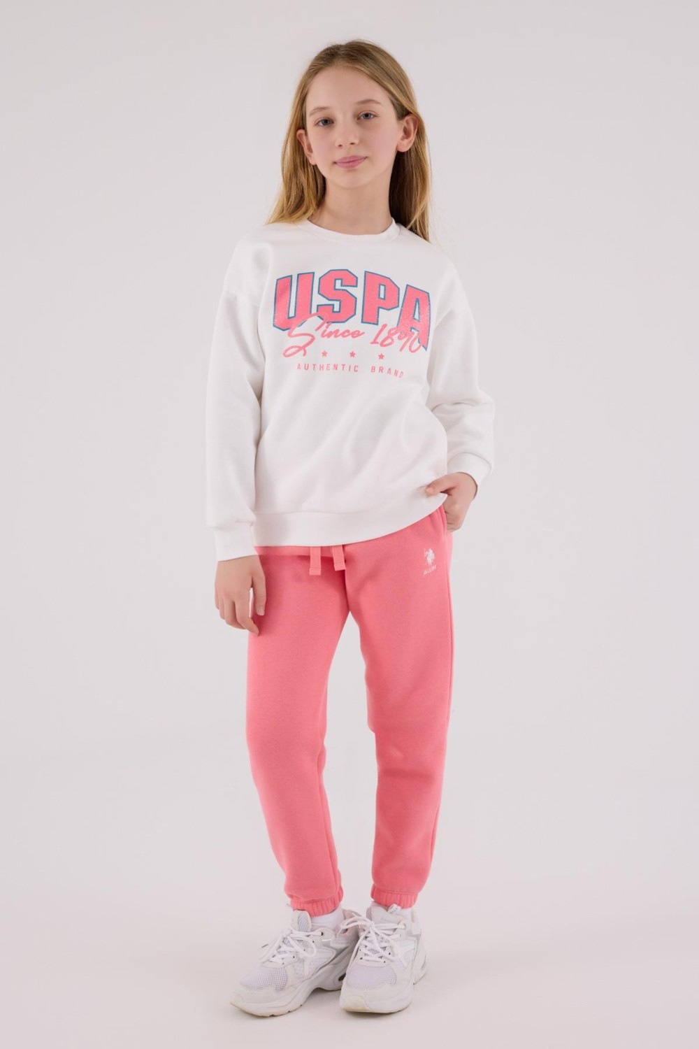 U.S. Polo Assn. U.S. Polo Assn Su Yeşili Kız Ikili Takım 10 - 11 Yaş Lastikli Paça 3 İplik Şardonlu Kumaş US2315