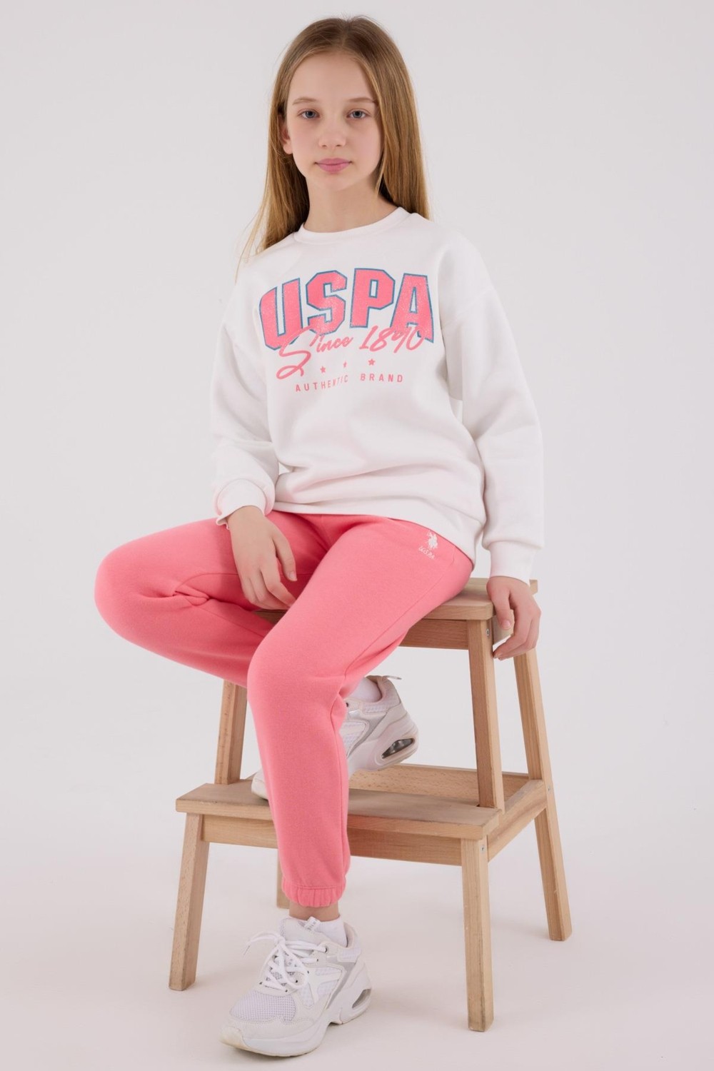 U.S. Polo Assn. U.S. Polo Assn Su Yeşili Kız Ikili Takım 10 - 11 Yaş Lastikli Paça 3 İplik Şardonlu Kumaş US2315 görsel 2