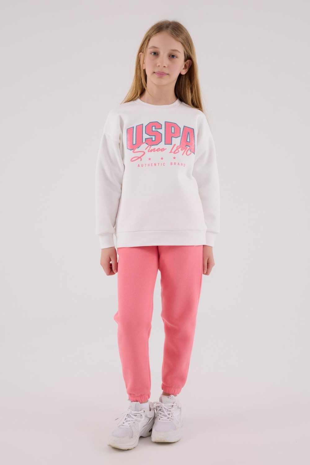 U.S. Polo Assn. U.S. Polo Assn Su Yeşili Kız Ikili Takım 10 - 11 Yaş Lastikli Paça 3 İplik Şardonlu Kumaş US2315 görsel 3