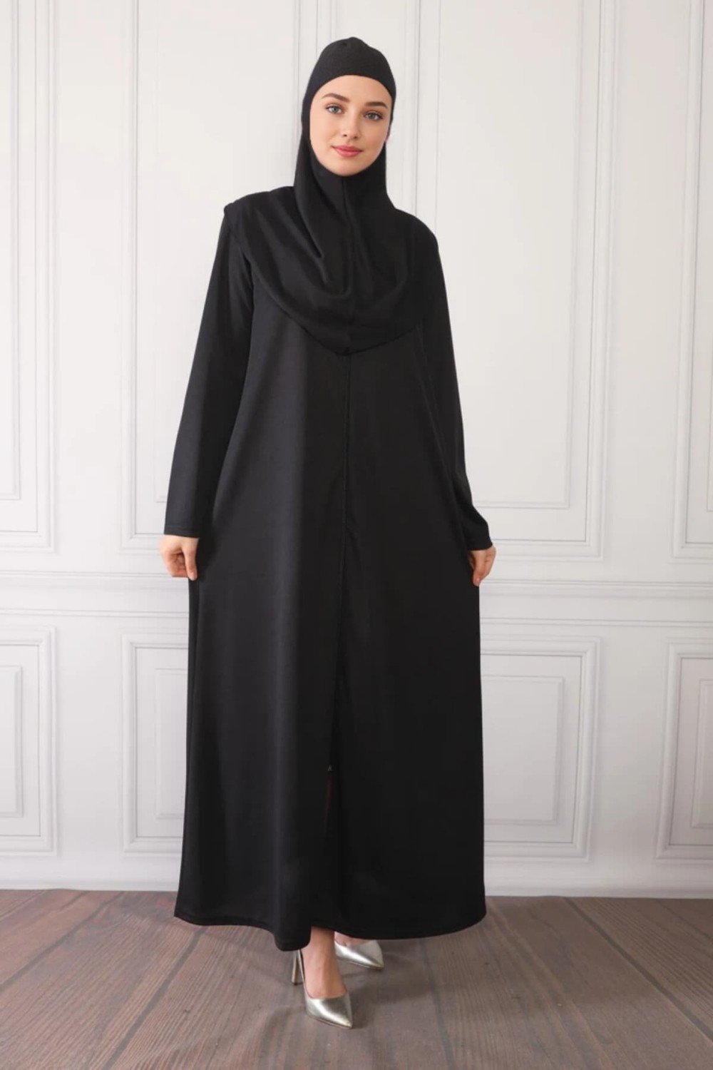 incy style Fermuarlı Tek Parça Kaymaz Başörtülü Pratik Namaz Elbisesi görsel 2