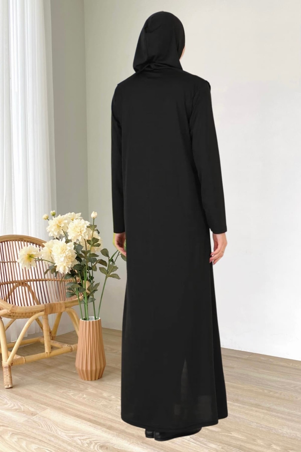 incy style Fermuarlı Tek Parça Kaymaz Başörtülü Pratik Namaz Elbisesi görsel 6