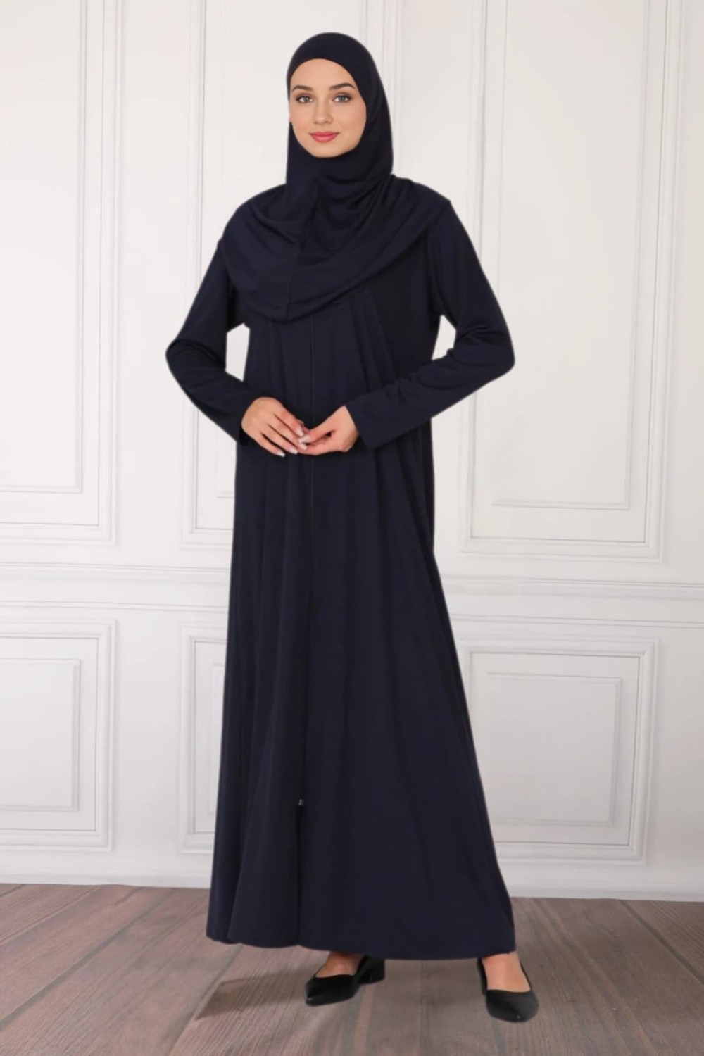 incy style Fermuarlı Tek Parça Kaymaz Başörtülü Pratik Namaz Elbisesi