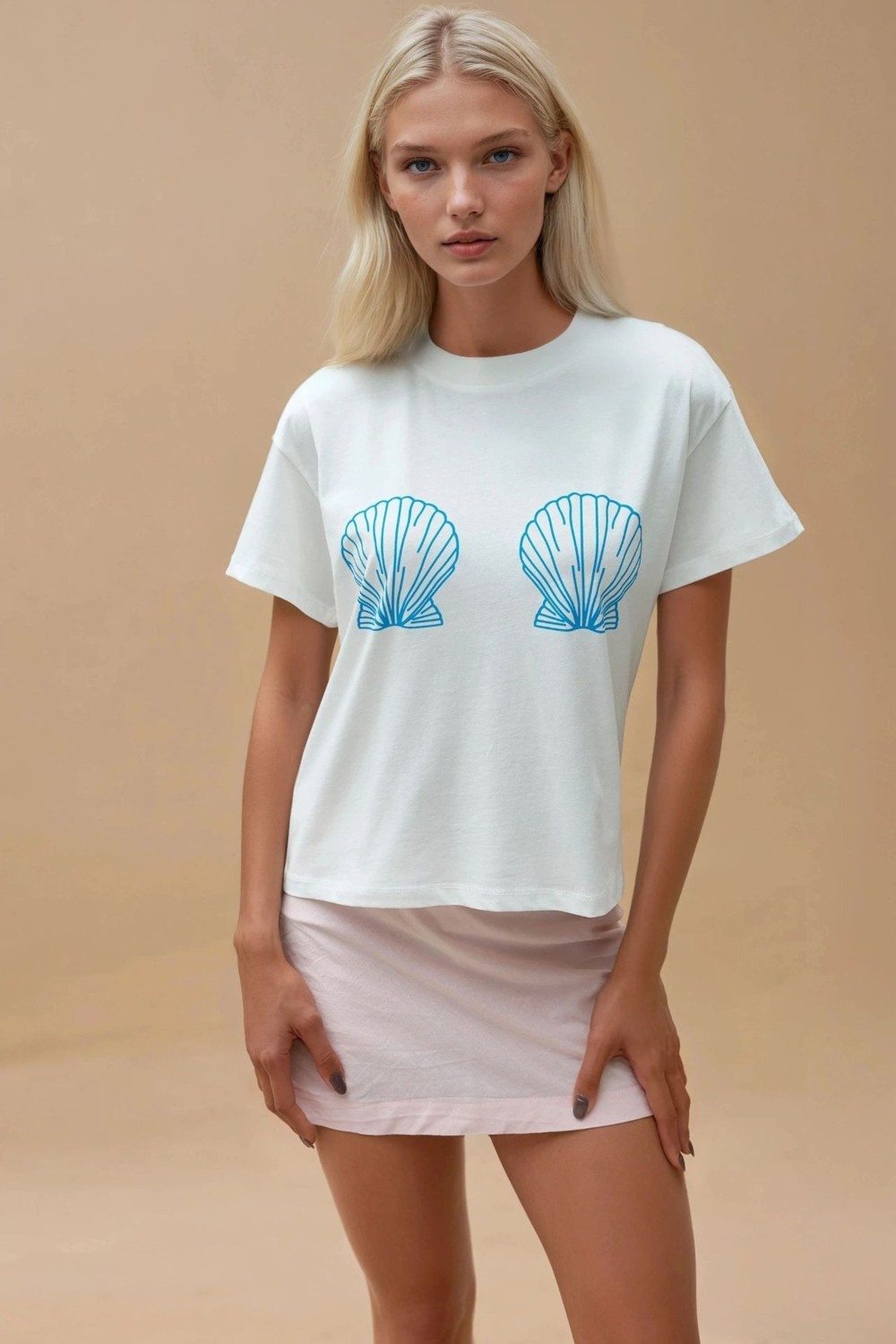 Hiccup Kadınlar Baskı Detaylı Regular Fit Bisiklet Yakalı %100 Pamuklu T-shirt Buz Mavisi