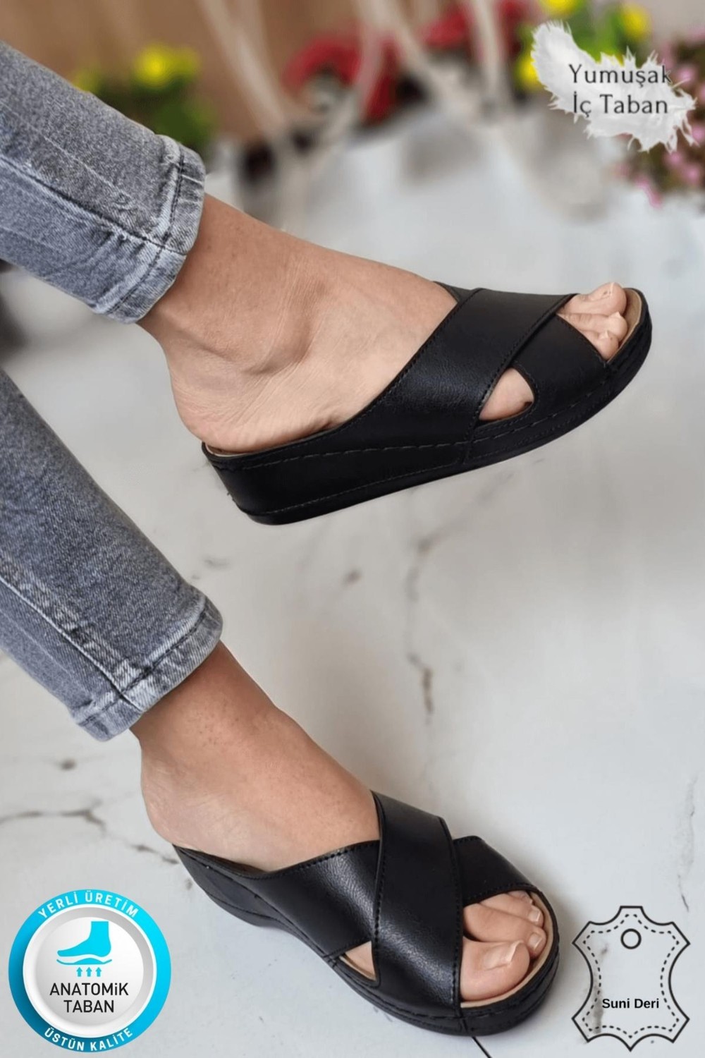 Neon Shoes Desy Kadın Ortopedik Taban Şık Konfor Modeli Günlük Terlik Genç Anne Ev Dışarı Terliği