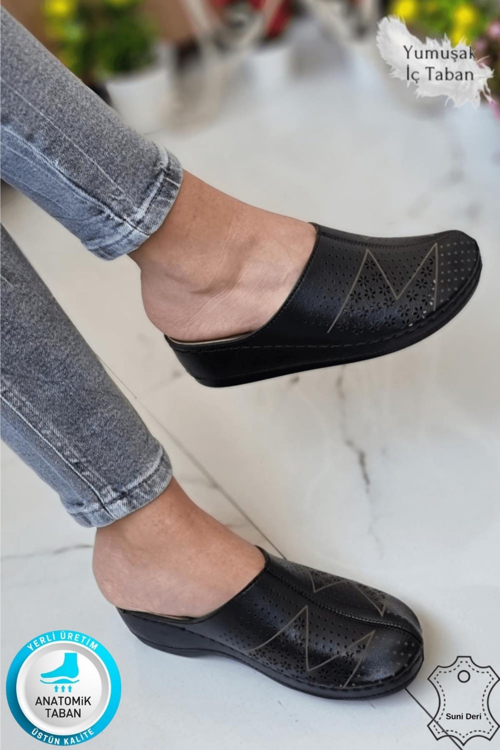 Neon Shoes Liza Kadın Sabo Medikal Doktor Hemşire Hastane Tam Ortopedik Önü Kapalı Ev Dışarı Terlik