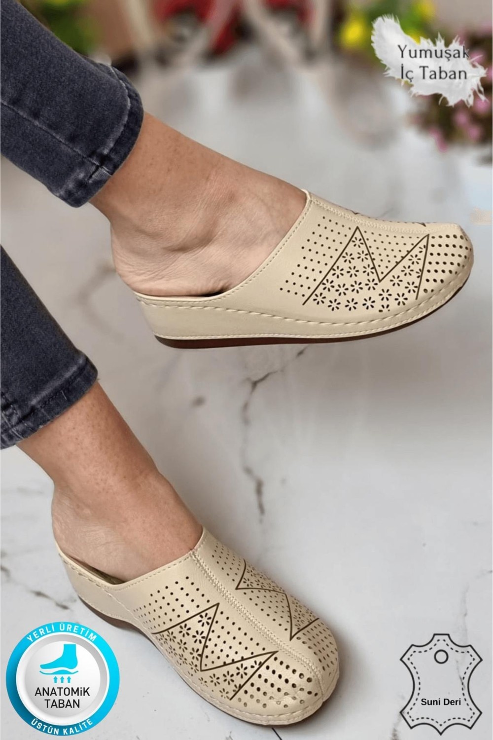 Neon Shoes Liza Kadın Sabo Medikal Doktor Hemşire Hastane Tam Ortopedik Önü Kapalı Ev Dışarı Terlik