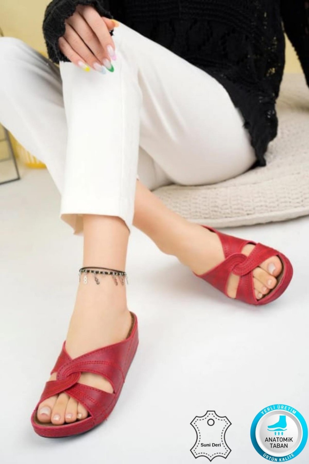 Neon Shoes Putu Kadın Çapraz Konfor Modeli Günlük Ortopedik Terlik Anne Orta Yaş Genç Ev & Dışarı Terliği