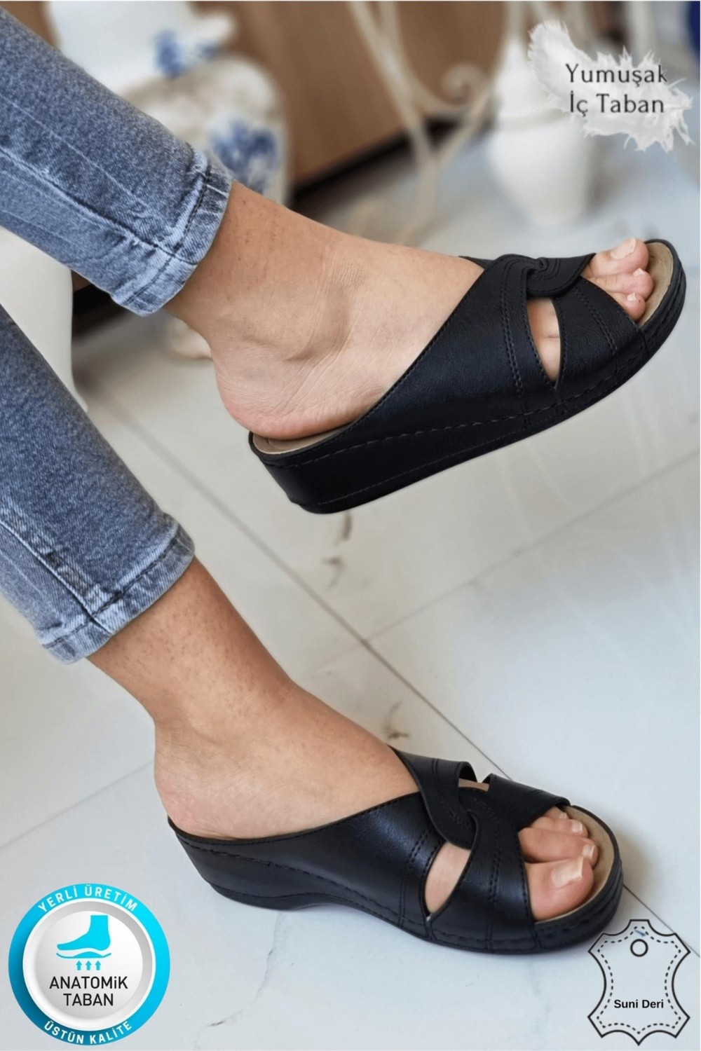 Neon Shoes Putu Kadın Çapraz Konfor Modeli Günlük Ortopedik Terlik Anne Orta Yaş Genç Ev & Dışarı Terliği
