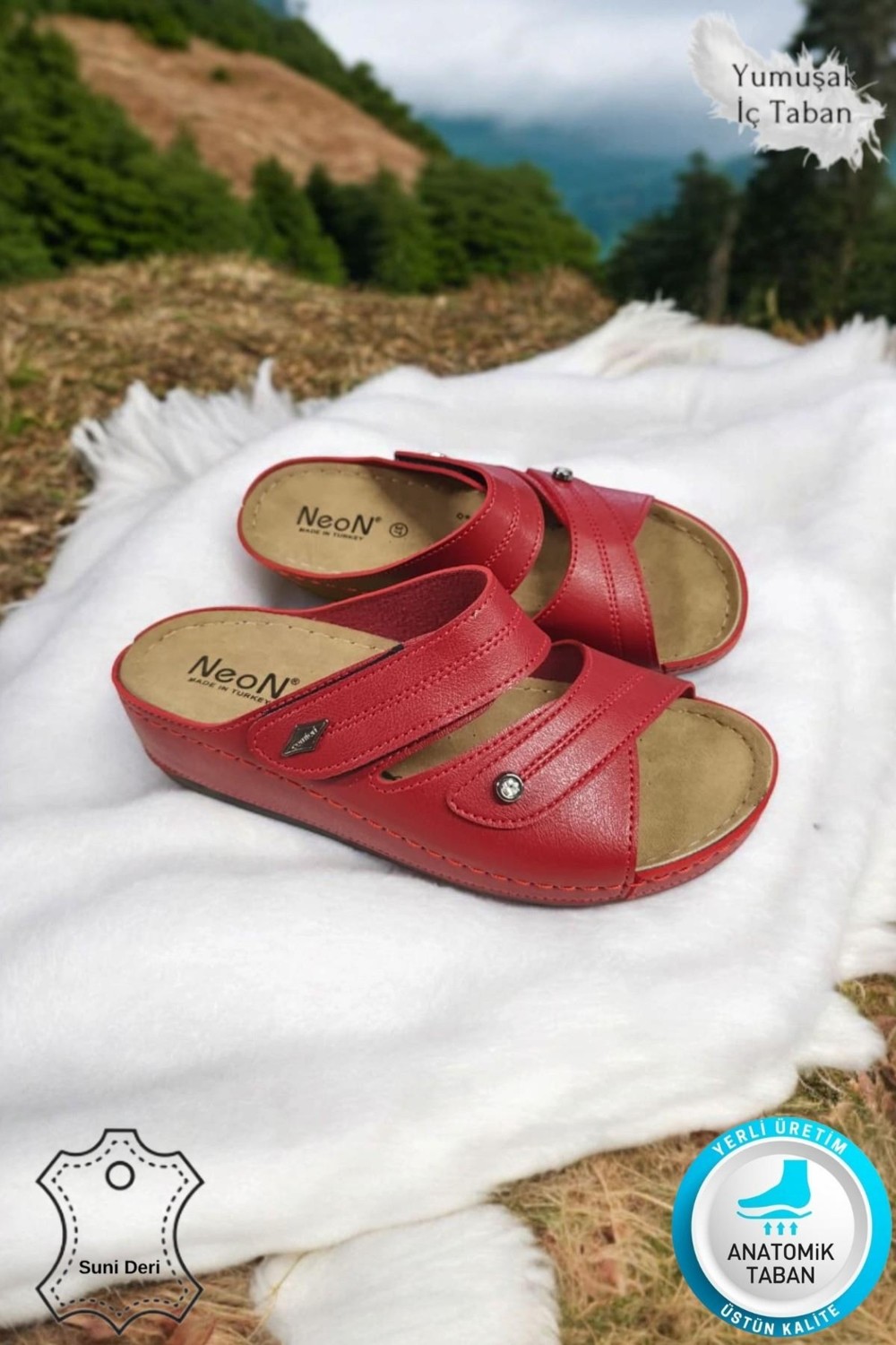 Neon Shoes Depi Kadın Ortopedik Yumuşak Taban Günlük Terlik Şık Taşlı Misafir Genç Anne Dışarı & Ev Terliği görsel 6