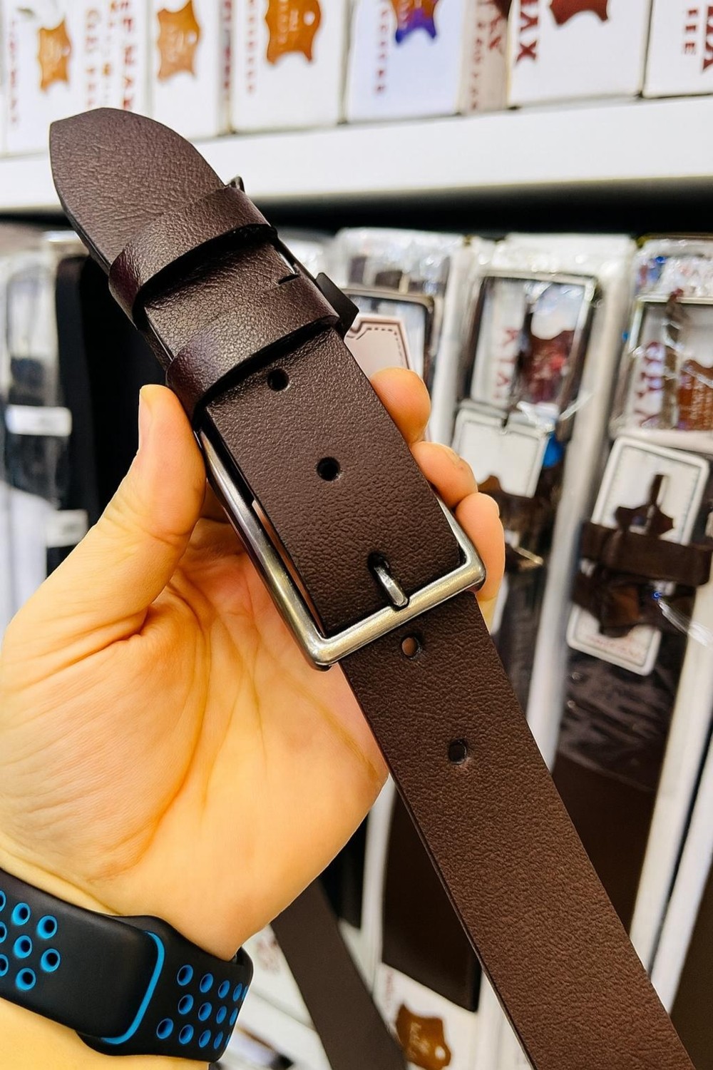 Bosskan 2 Adet 100 % Hakiki Deri Siyah ve Kahverengi Erkek Kumaş Kemer 3.4 cm görsel 4