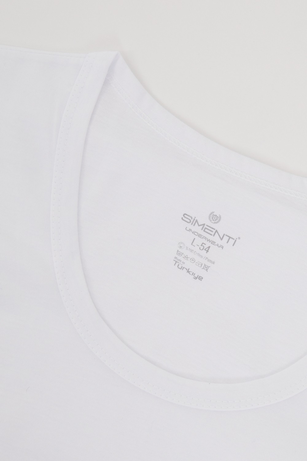 Simenti Underwear Premium 6'lı Erkek Fanila Beyaz %100 Pamuk Iç Giyim görsel 3
