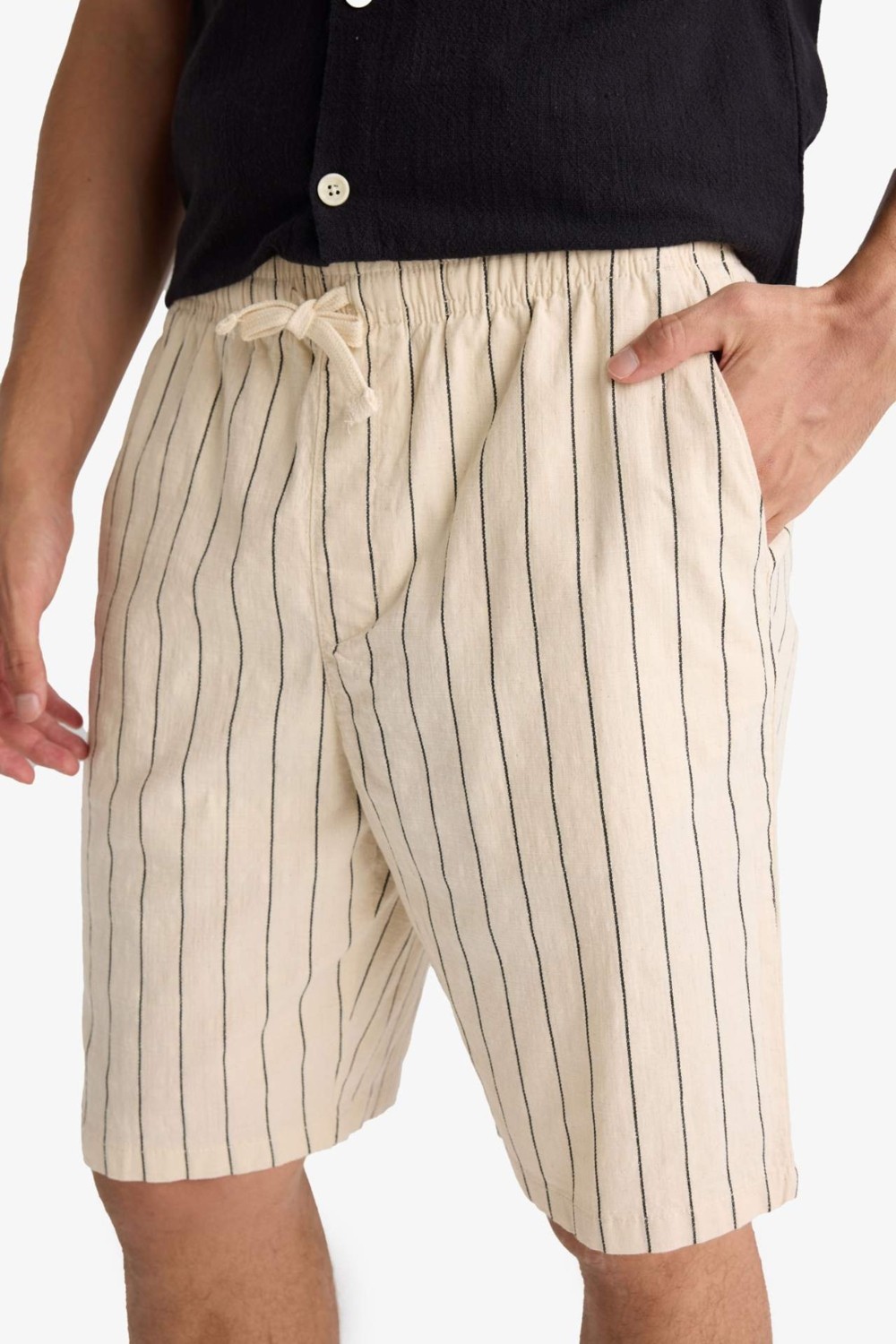 DeFacto Relax Fit Çizgili Bermuda Şort F6416AX25SM görsel 6