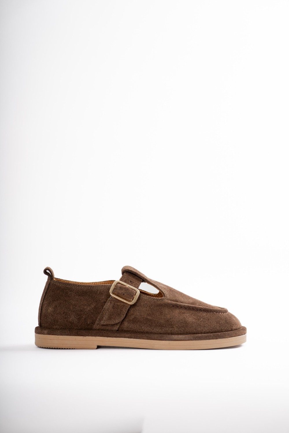 Selin Shoes Cassiel Hakiki Deri Gold Ayarlanabilir Toka Detaylı Kadın Loafer- Siyah Süet görsel 8