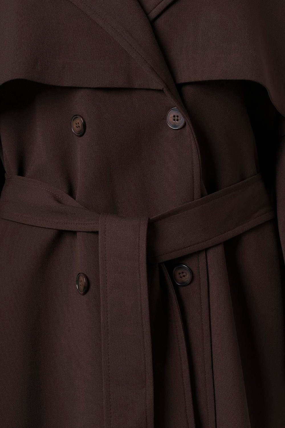 Facette Kadın Oversize Acı Kahve Trençkot Ceket Yaka %100 Polyester Rüzgarlıklı ve Apoletli Model görsel 4
