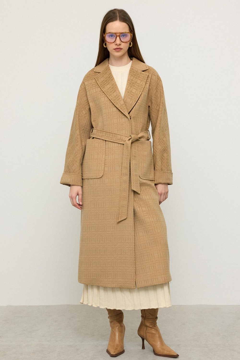Olcay Torba Cepli Kendinden Desenli Oversize Limited Edition Kaban Kamel 3140 görsel 2
