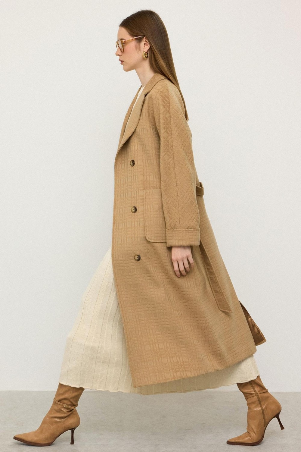 Olcay Torba Cepli Kendinden Desenli Oversize Limited Edition Kaban Kamel 3140 görsel 4