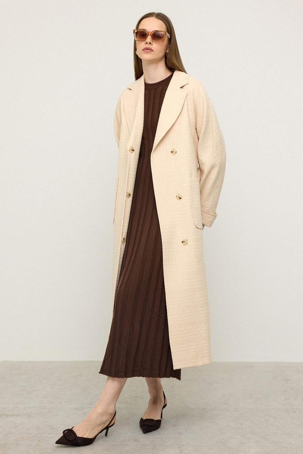 Olcay Torba Cepli Kendinden Desenli Oversize Limited Edition Kaban Krem 3140 görsel 4