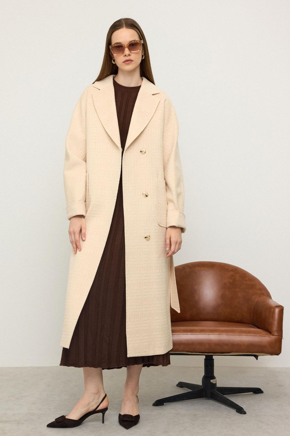 Olcay Torba Cepli Kendinden Desenli Oversize Limited Edition Kaban Krem 3140 görsel 5