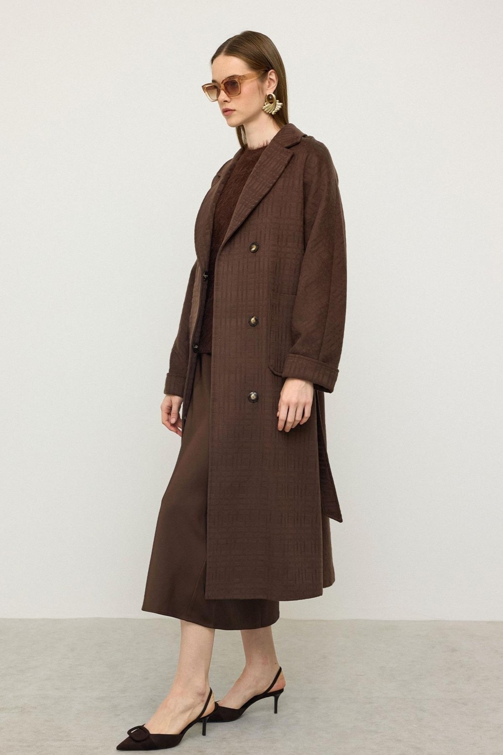 Olcay Torba Cepli Kendinden Desenli Oversize Limited Edition Kaban Kahve 3140 görsel 5
