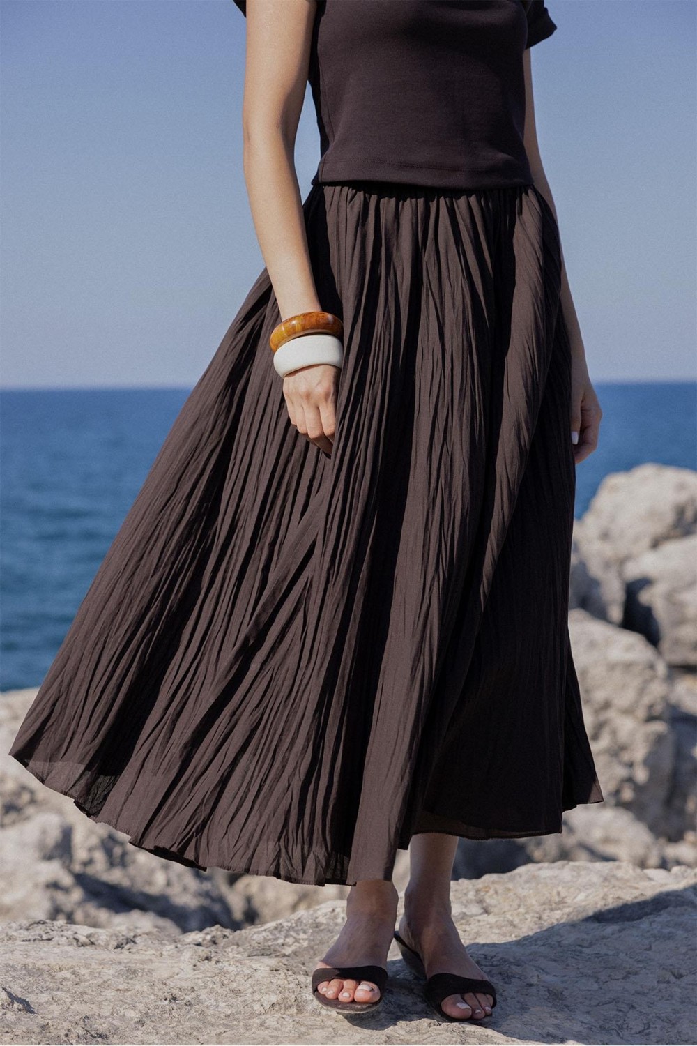 Suud Collection Ekru Donette Piliseli Etek
