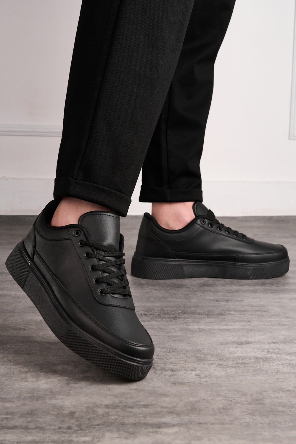 E Sport Siyah Beyaz Günlük Erkek Ortopedik Sneaker Ayakkabı -182