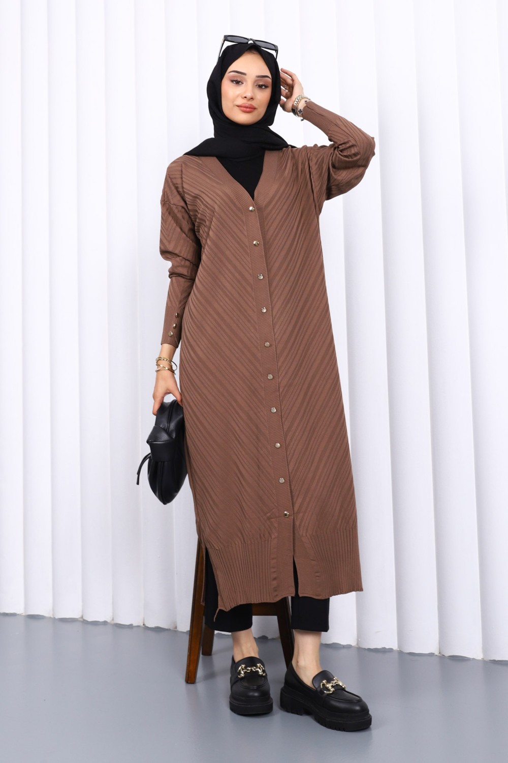 İmaj Butik Gri Soğuk Iplik Düğmeli Triko Hırka görsel 6