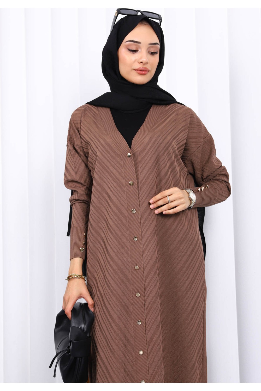 İmaj Butik Gri Soğuk Iplik Düğmeli Triko Hırka görsel 7