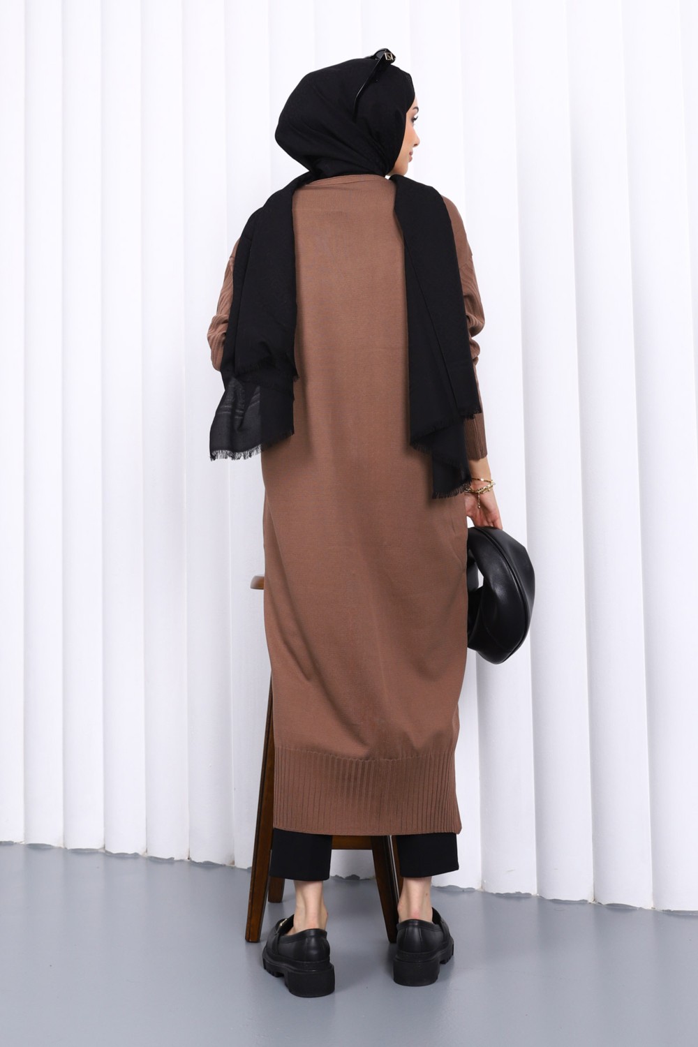 İmaj Butik Gri Soğuk Iplik Düğmeli Triko Hırka görsel 8