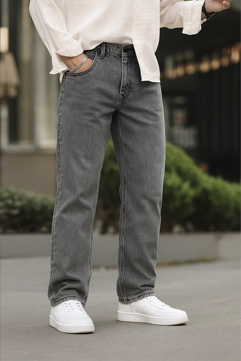 Damga Erkek Jeans Bol Paça Siyah Baggy Kot Pantolon