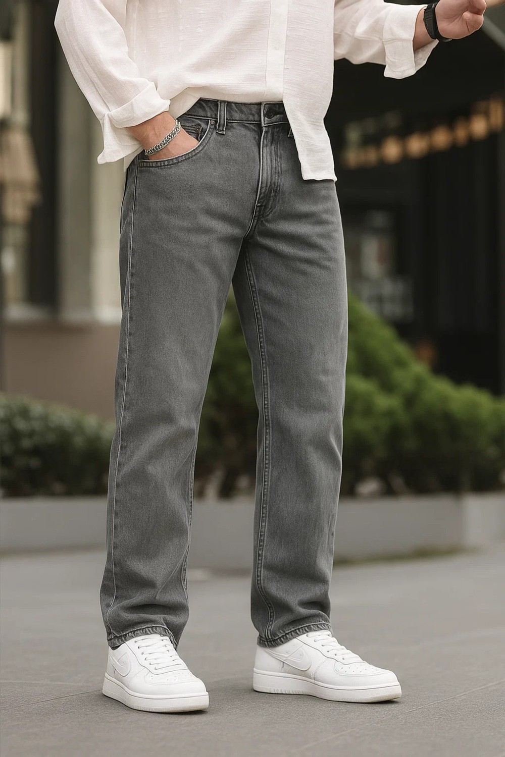 Damga Erkek Jeans Bol Paça Siyah Baggy Kot Pantolon görsel 2