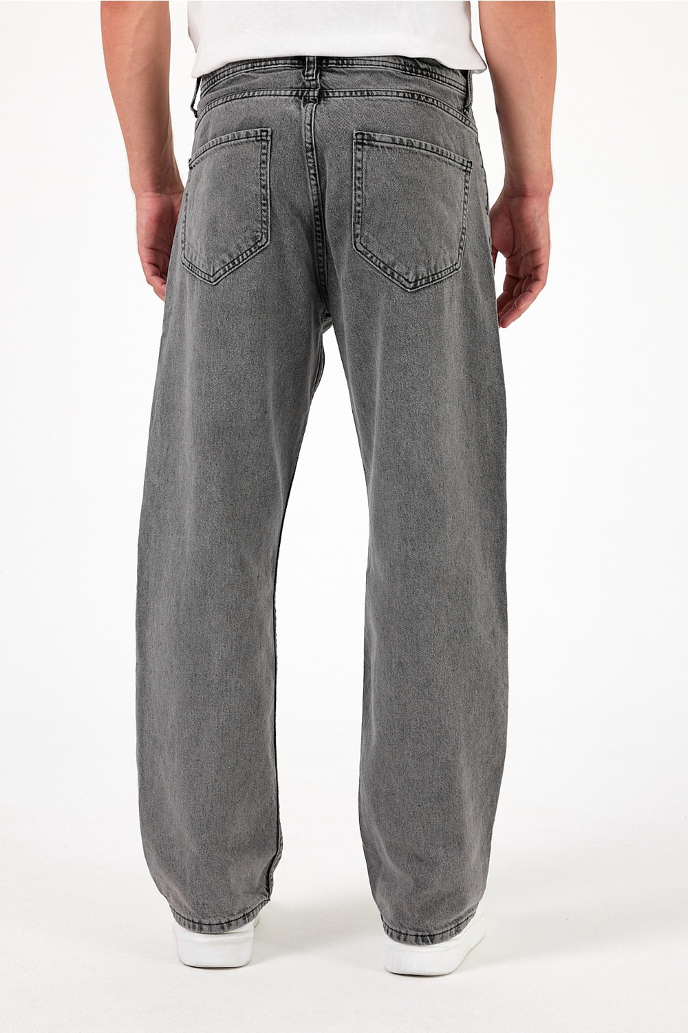 Damga Erkek Jeans Bol Paça Siyah Baggy Kot Pantolon görsel 3