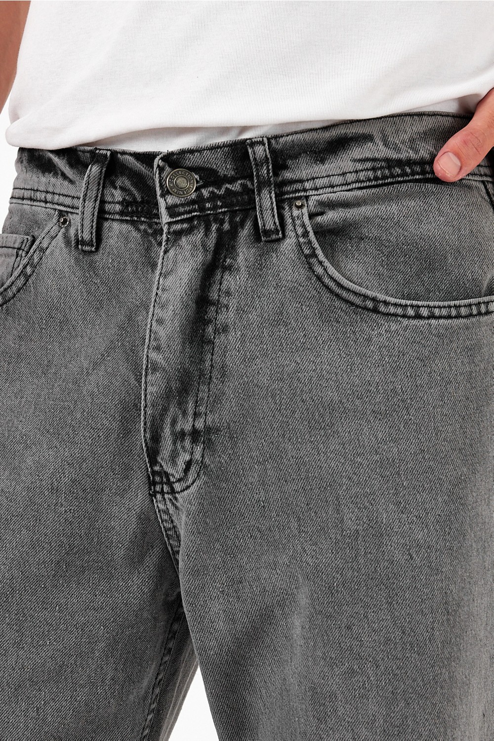 Damga Erkek Jeans Bol Paça Siyah Baggy Kot Pantolon görsel 4