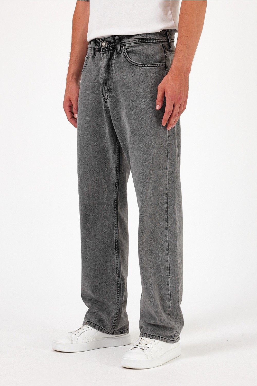 Damga Erkek Jeans Bol Paça Siyah Baggy Kot Pantolon görsel 6