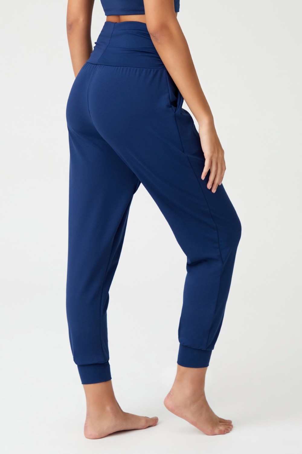 Los Ojos Siyah Beli Lastikli Şalvar Görünümlü Harem Pantolon Yoga Joggers görsel 2