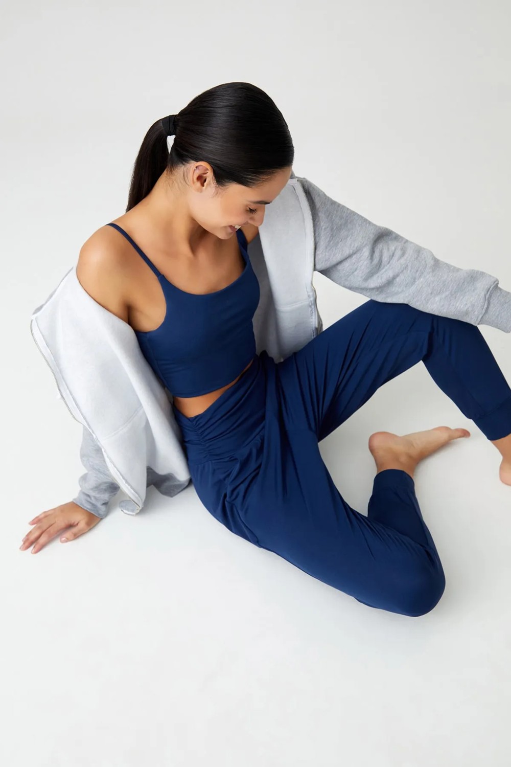 Los Ojos Siyah Beli Lastikli Şalvar Görünümlü Harem Pantolon Yoga Joggers görsel 6