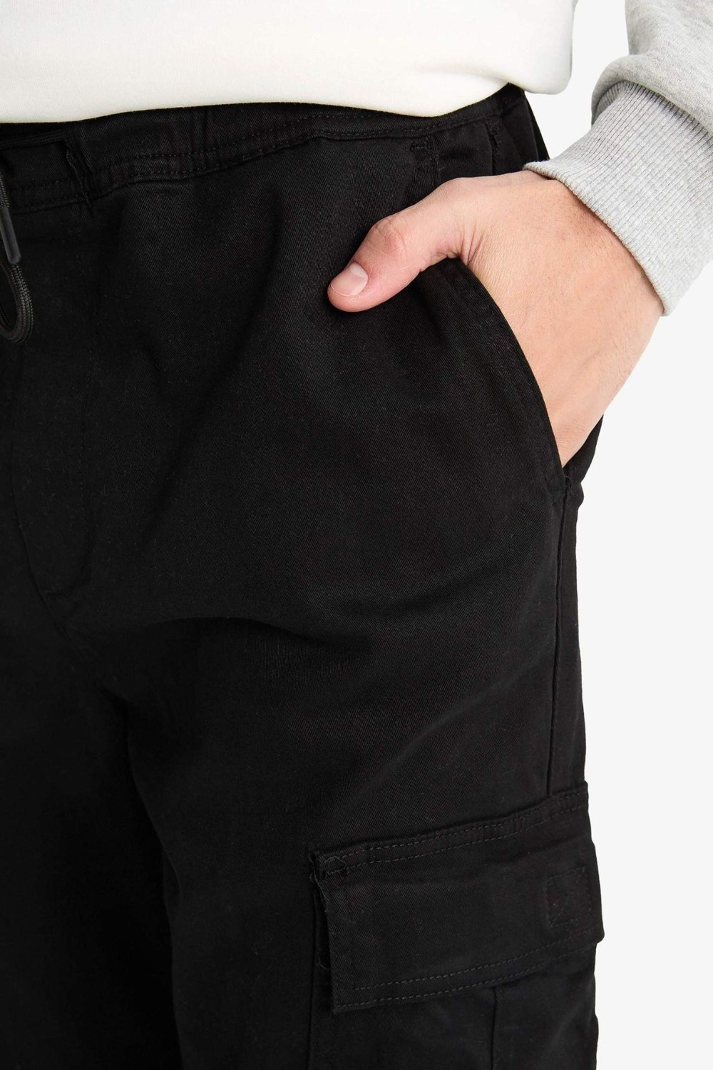 DeFacto Regular Fit Beli Bağcıklı Kargo Cepli Jogger Pantolon F4681AX25AU görsel 7