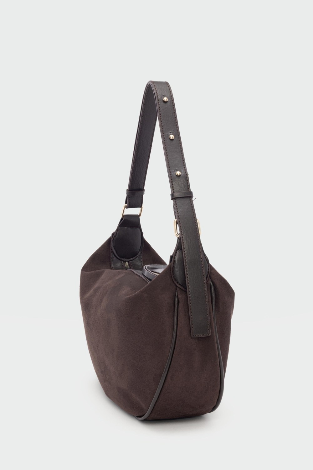 Shule Bags Poppin Süet Omuz Çantası Kahve Şık Görünüm ve Ergonomik Tasarım ile Günlük Kullanım İçin görsel 2