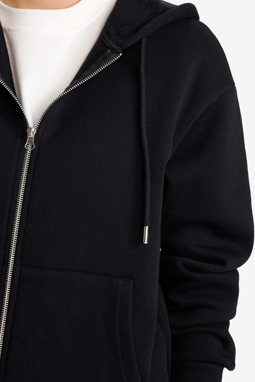DeFacto Relax Fit Kapüşonlu Cepli Basic Fermuarlı Sweatshirt C1809AX25AU görsel 5