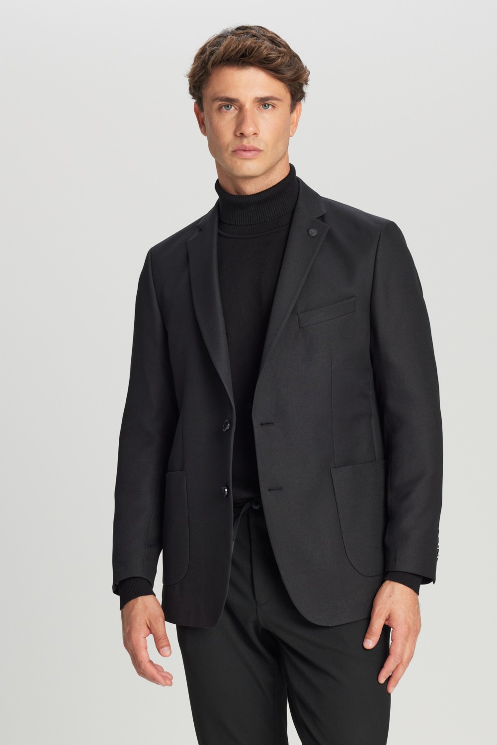 Altınyıldız Classics Erkek Lacivert Slim Fit Dar Kesim Mono Yaka Torba Cepli Blazer Ceket