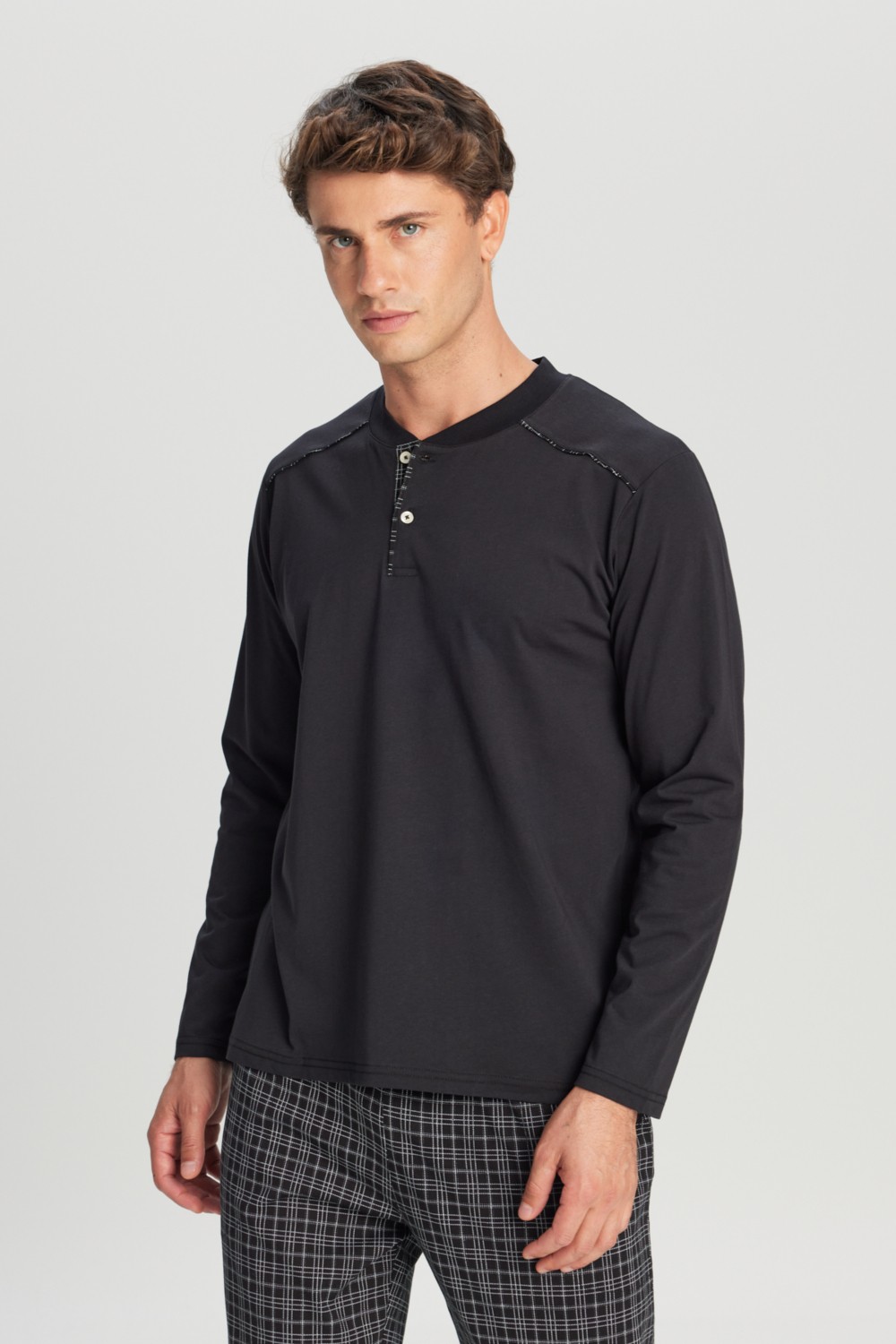 Altınyıldız Classics Erkek İndigo %100 Pamuk Standart Fit Hakim Yaka Desenli Cepli Pijama Takımı Damat Bohçası Seti görsel 2