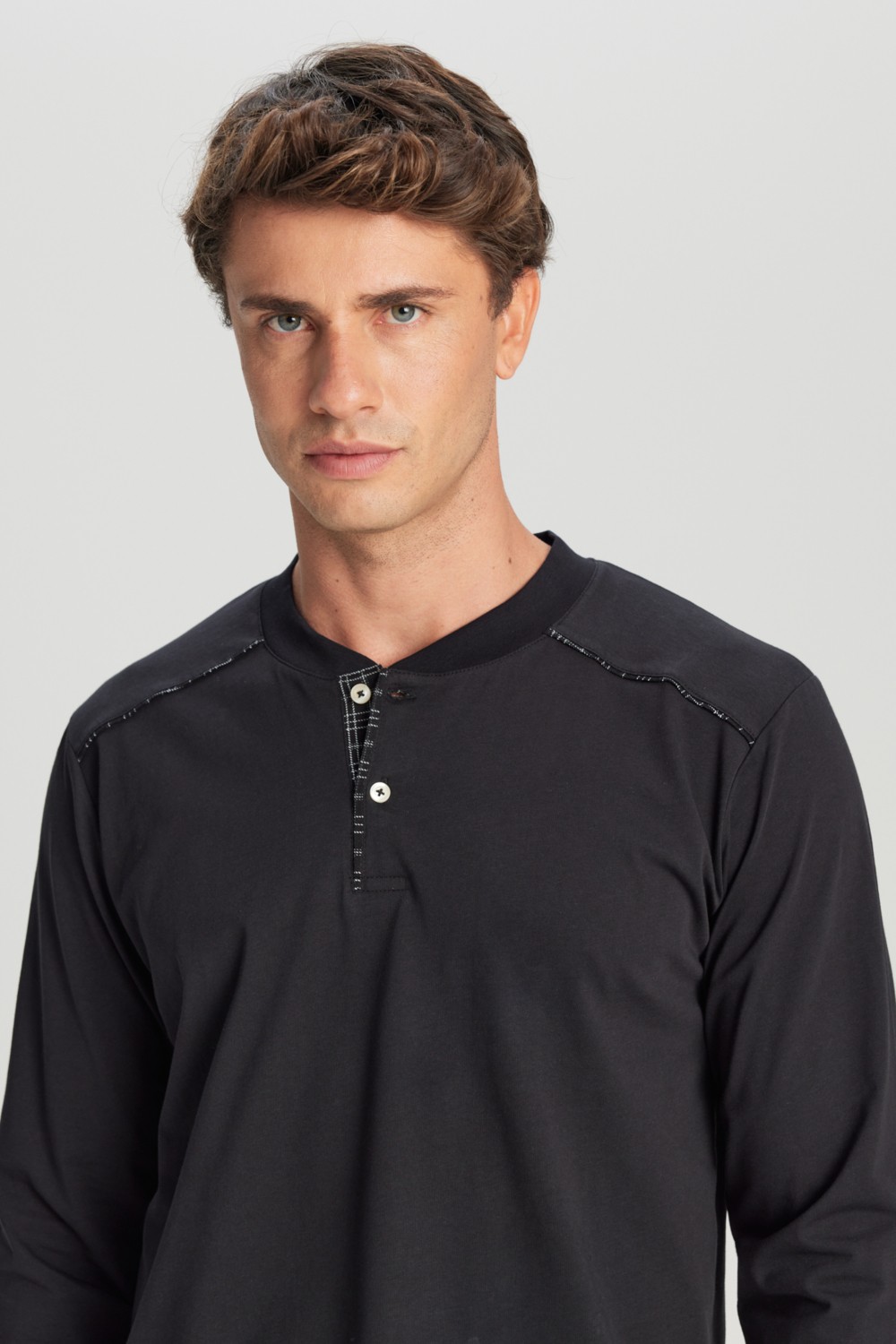 Altınyıldız Classics Erkek İndigo %100 Pamuk Standart Fit Hakim Yaka Desenli Cepli Pijama Takımı Damat Bohçası Seti görsel 3