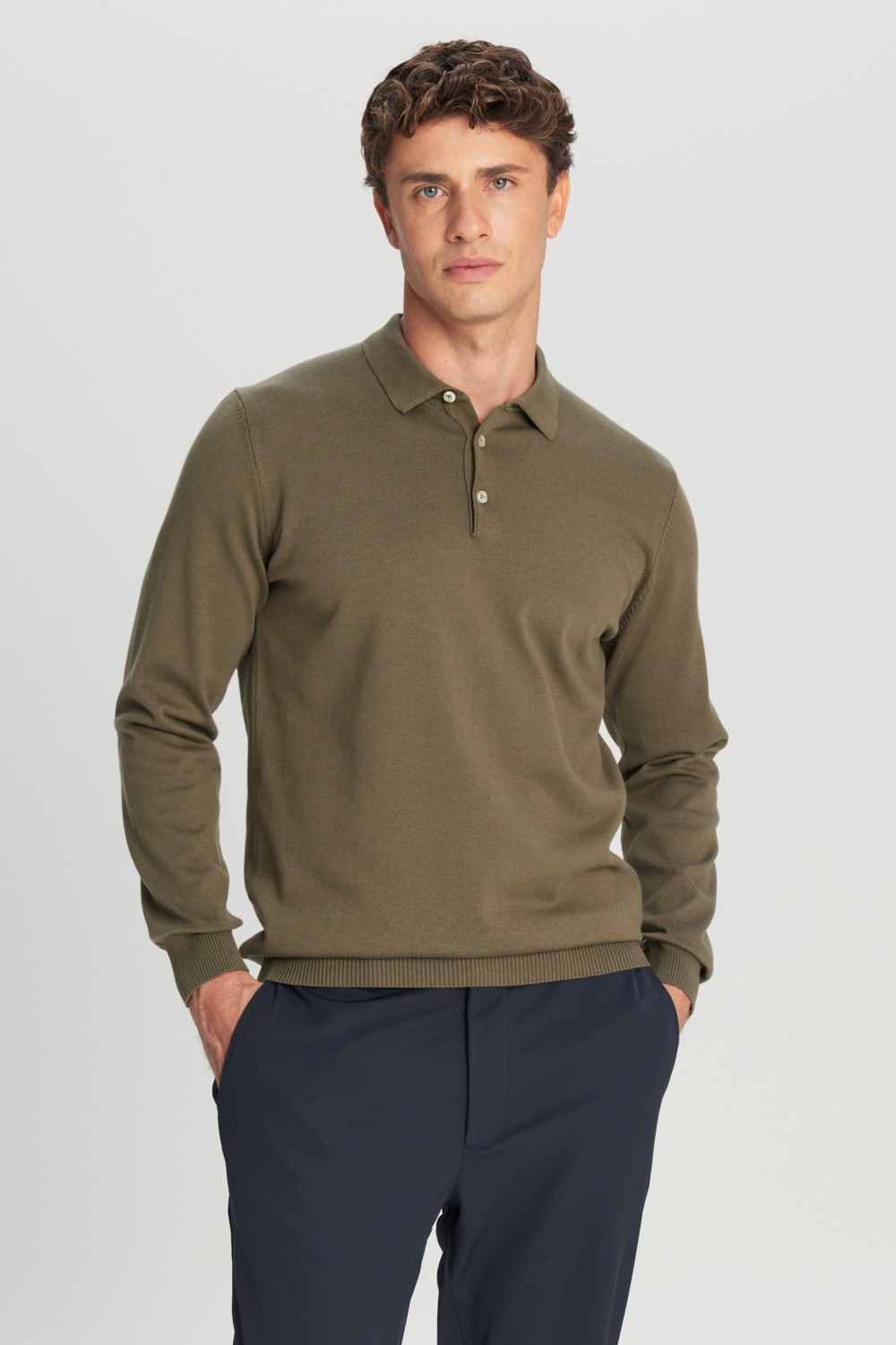Altınyıldız Classics Erkek Siyah Pamuklu Standart Fit Normal Kesim Polo Yaka Triko Kazak