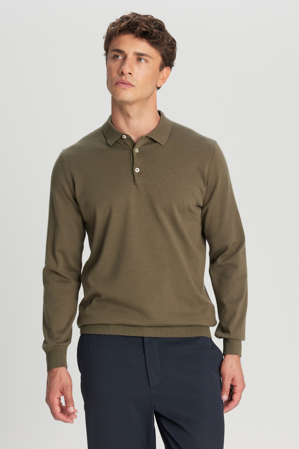 Altınyıldız Classics Erkek Siyah Pamuklu Standart Fit Normal Kesim Polo Yaka Triko Kazak görsel 3
