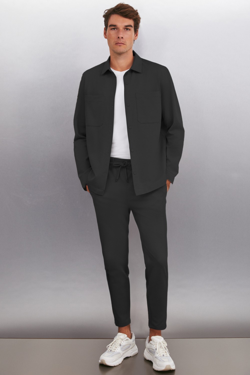 Grimelange JESHUA Erkek Örme Kumaş Regular Fit Siyah Pantolon görsel 2