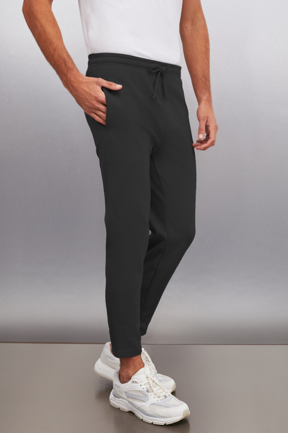 Grimelange JESHUA Erkek Örme Kumaş Regular Fit Siyah Pantolon görsel 3