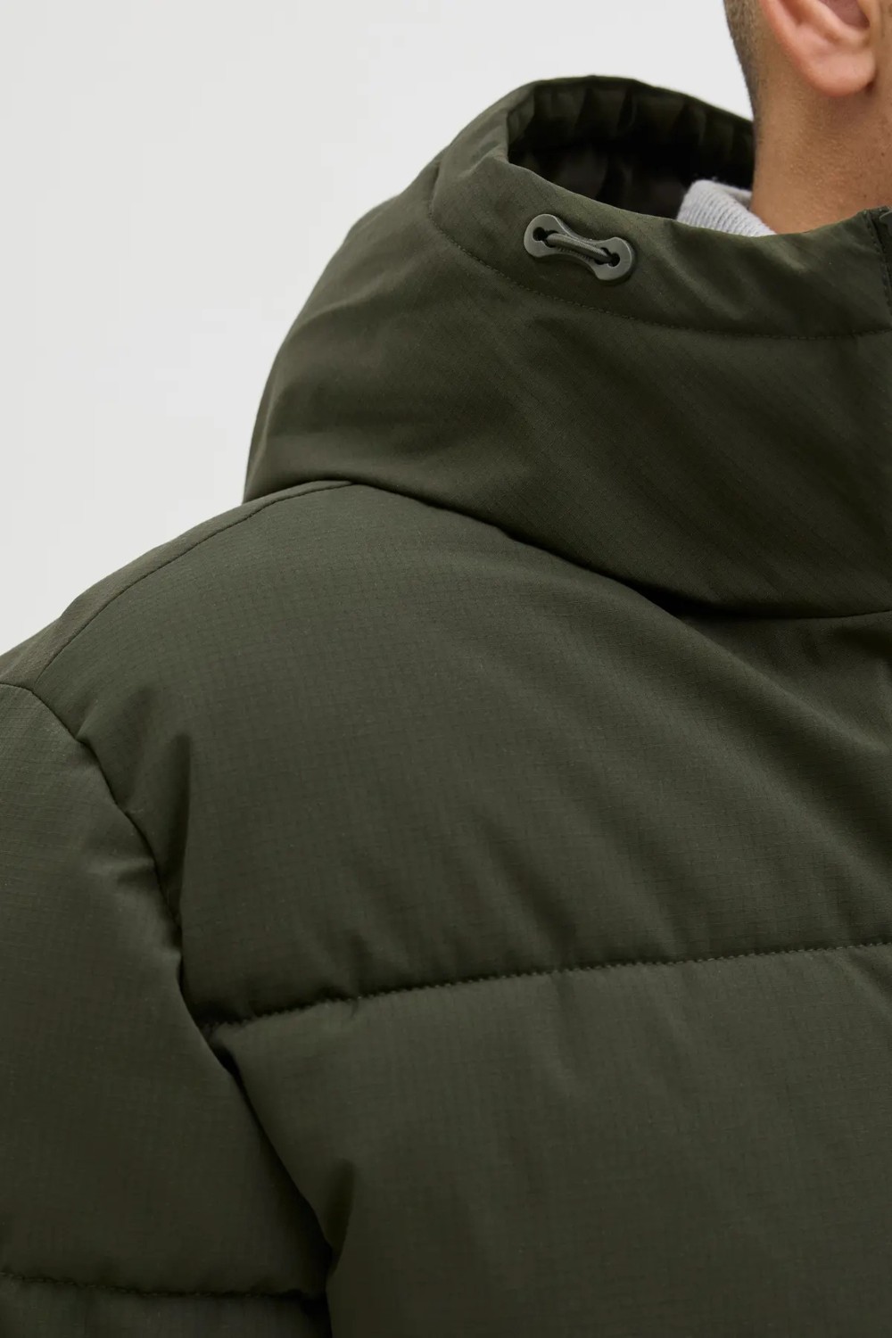 Jack & Jones Erkek Jjglobal Kapüşonlu Şişme Mont 12283517 Koyu Yeşil görsel 3