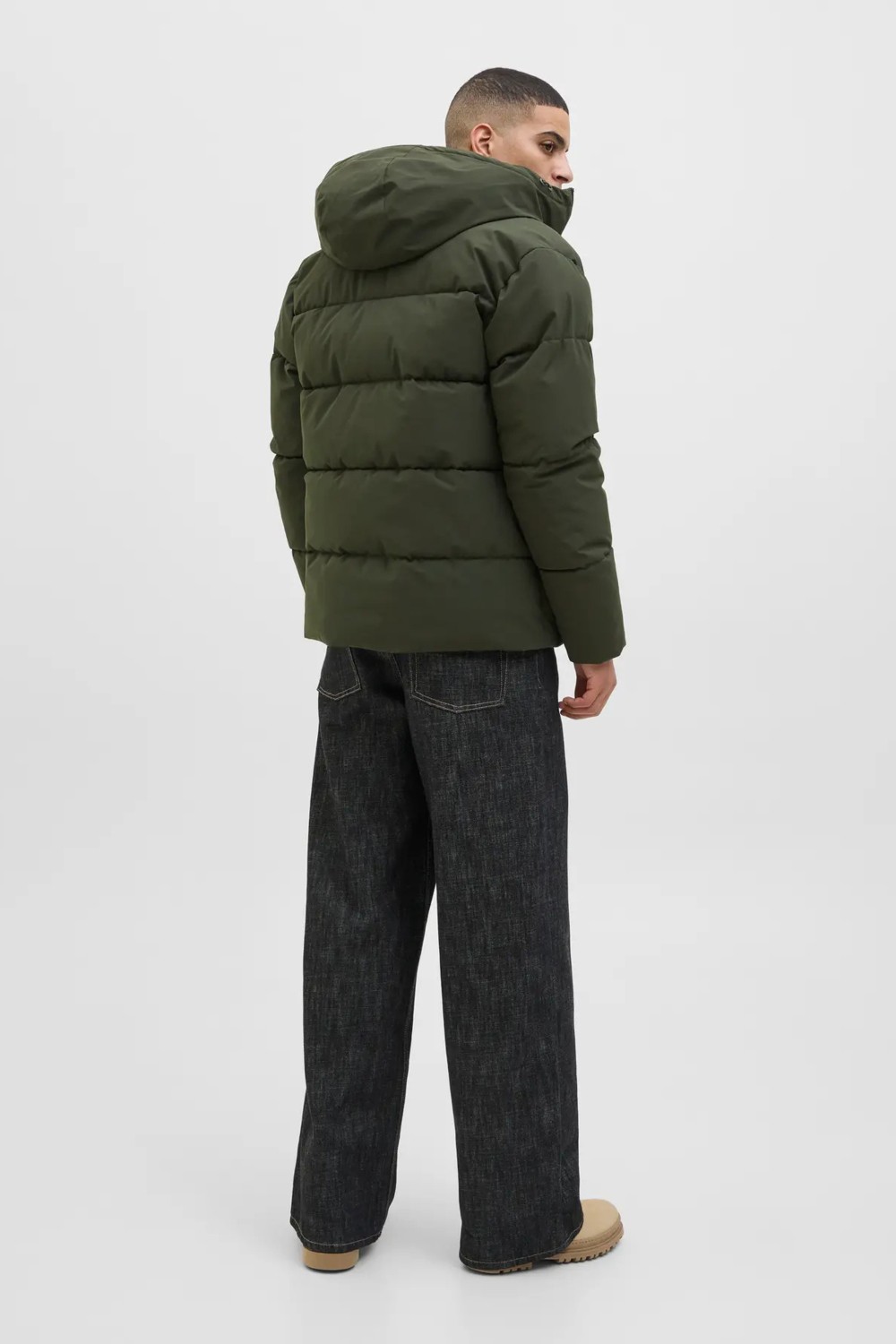 Jack & Jones Erkek Jjglobal Kapüşonlu Şişme Mont 12283517 Koyu Yeşil görsel 5