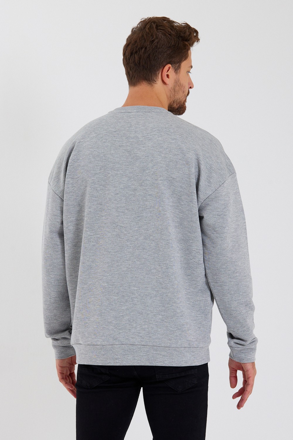 Superlife Süperlife Erkek Bisiklet Yaka Regular Fit El Yazılı Brooklyn Ince Sweatshirt SPR23SW331 görsel 5