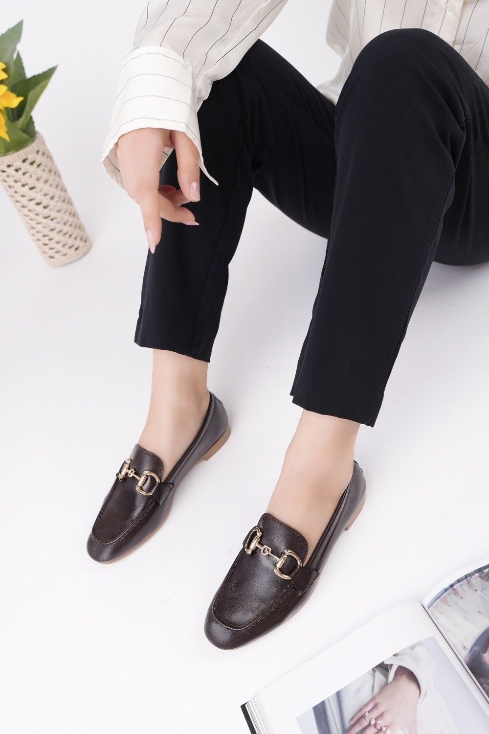 Muggo Stride Metal Tokalı Kadın Günlük Loafer Ayakkabı görsel 5