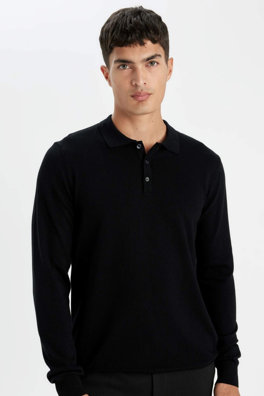 DeFacto Standart Fit Normal Kesim Polo Yaka Yumuşak Dokulu Premium Triko Kazak D0454AX24AU görsel 7